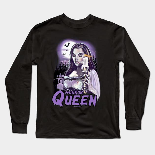 Horror Queen. Lily Munster illustration by BwanaDevilArt Long Sleeve T-Shirt by BwanaDevilArt